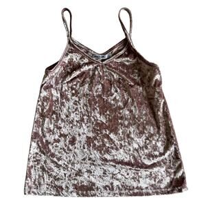 Pink Crushed Velvet Tank Top Lock & Love Premium Sz Small Made in USA Polyester